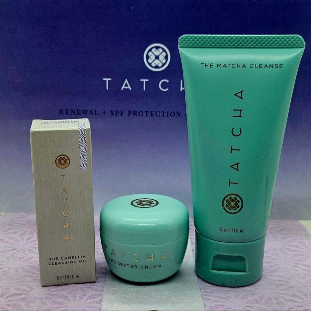 Tatcha Water Cream 10ml Deep Cleanse 50ml Oil Cleanser 15ml Set New